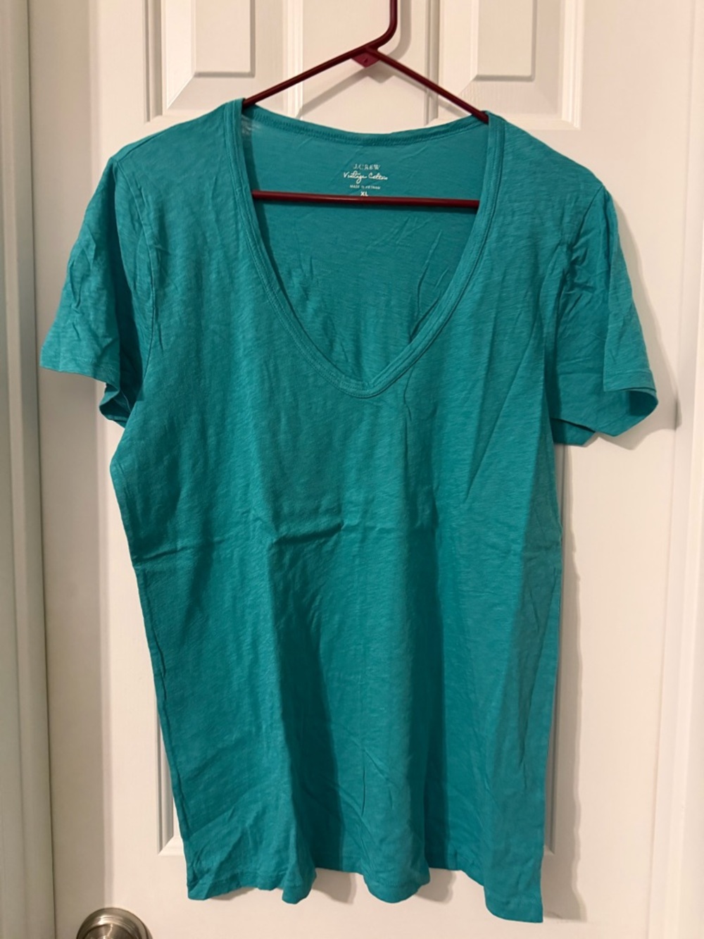 Women’s J. Crew Teal V-Neck Short Sleeve Tee Size XL